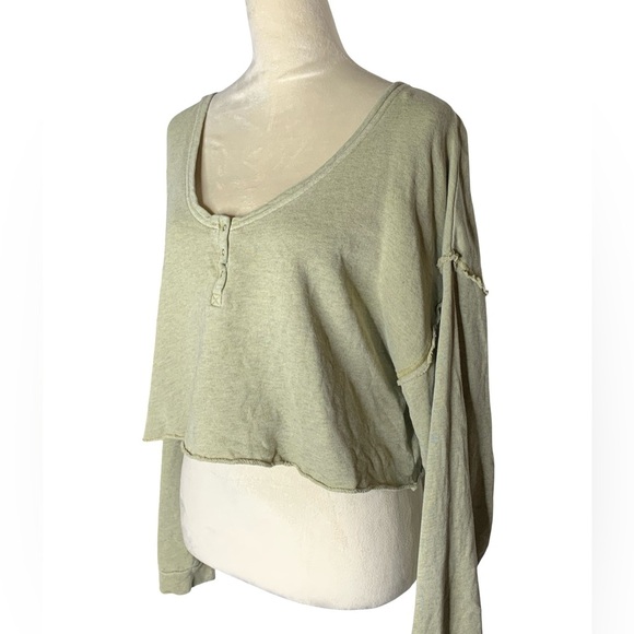Free People Beach Green Relaxed Crop Top - Picture 3 of 4